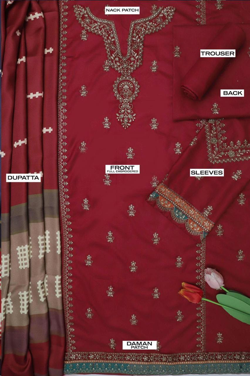 Unstitched | Embroidered 3 Piece
